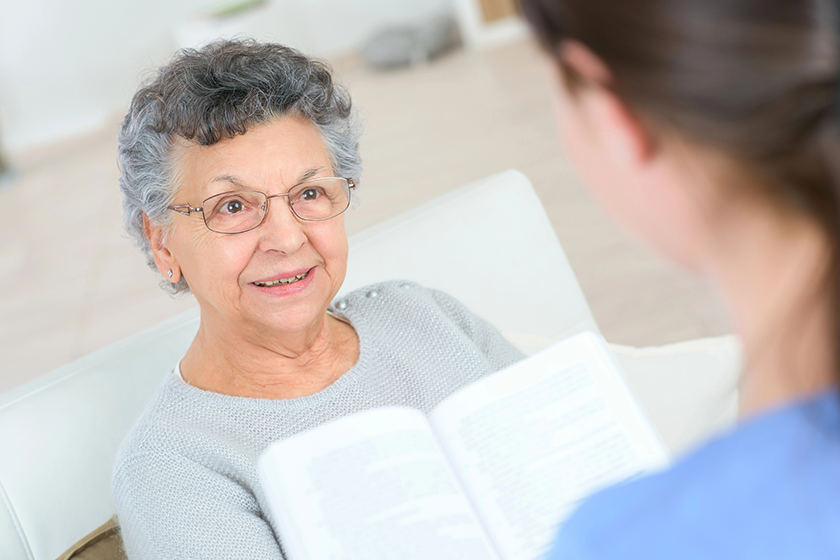 Reading to grandma and affection 